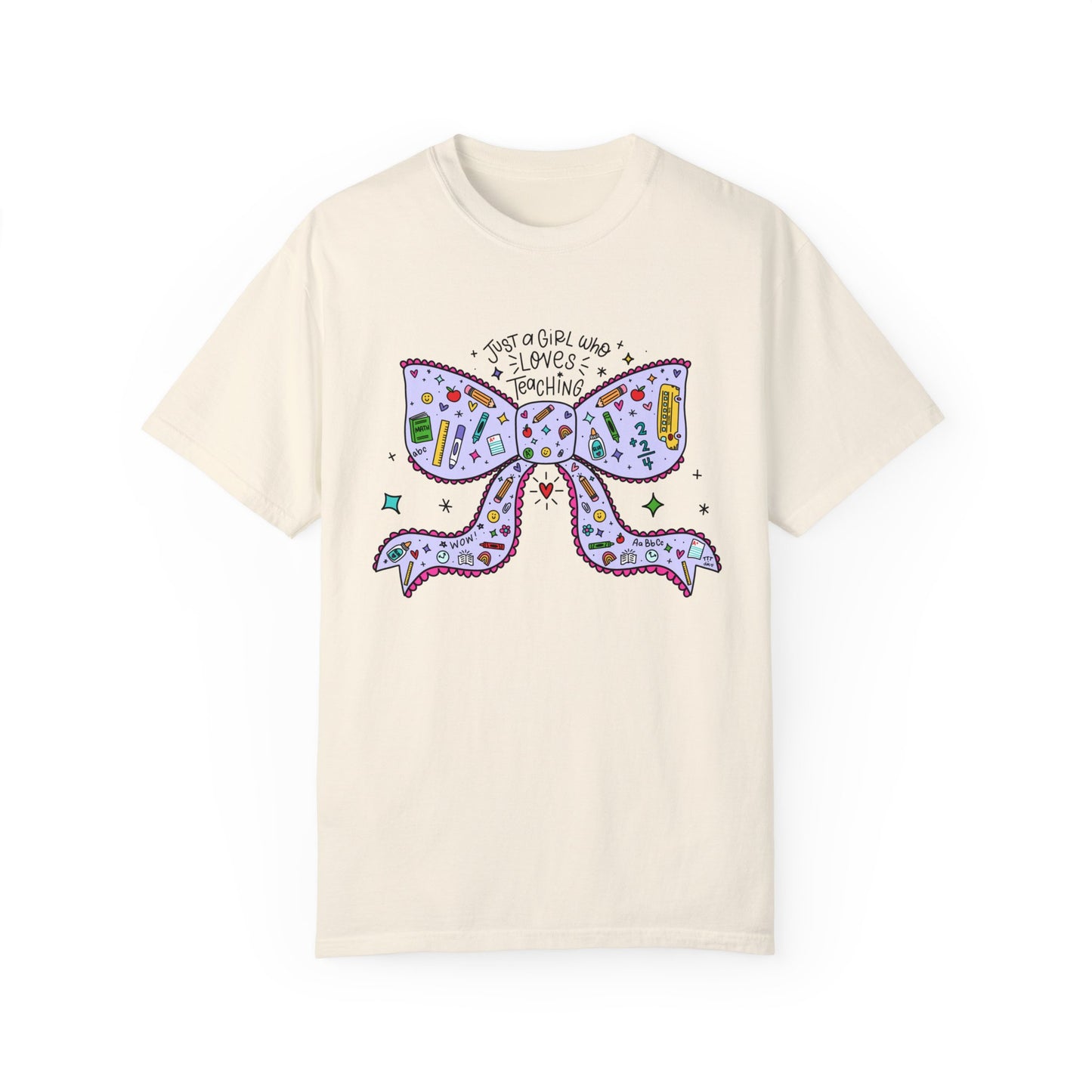 Just A Girl Who Loves Teaching (Black Outline In Lavender) Tee