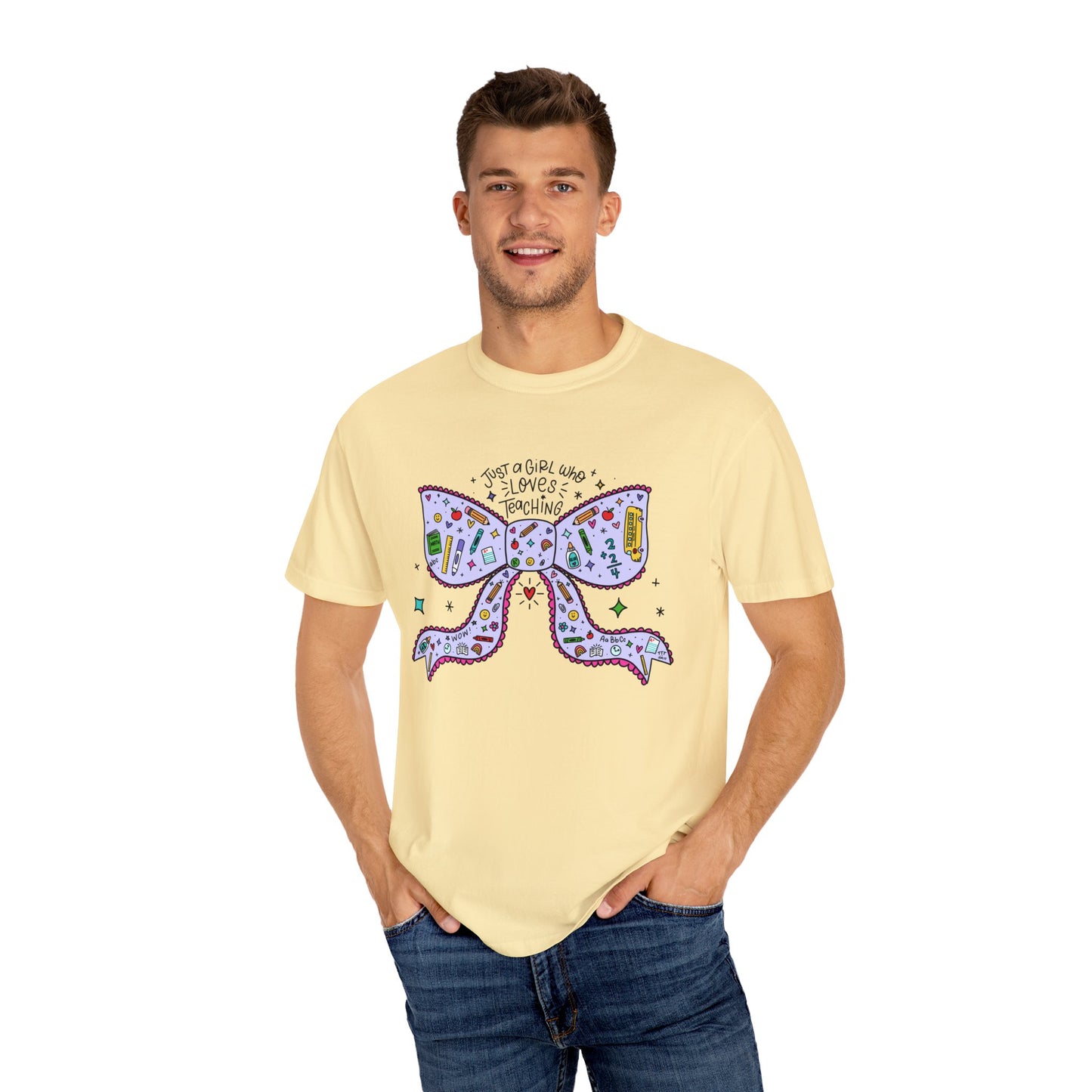 Just A Girl Who Loves Teaching (Black Outline In Lavender) Tee