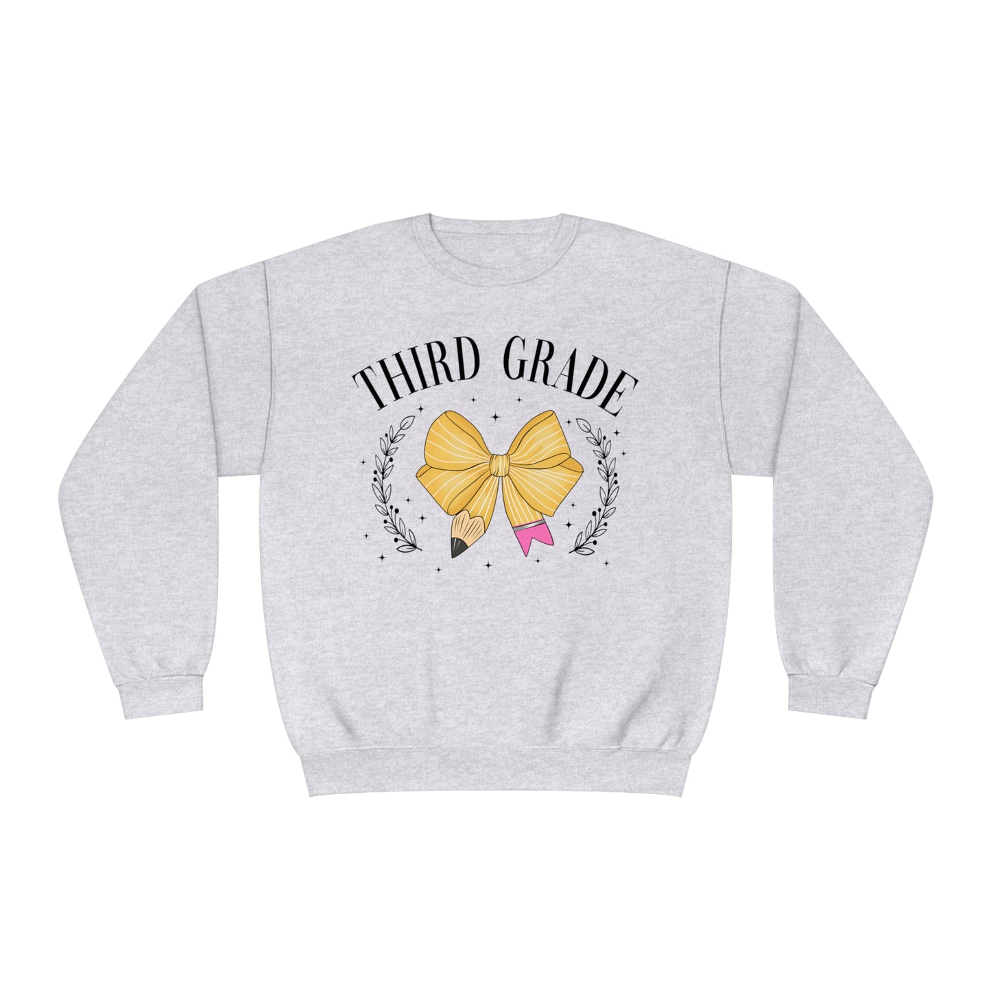 3rd Grade Teacher Bow Crewneck Sweatshirt