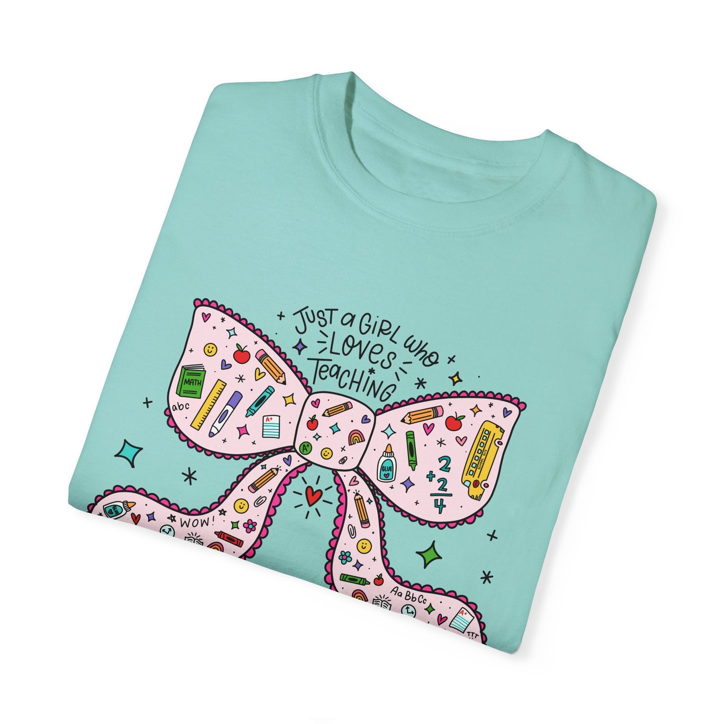 Just A Girl Who Loves Teaching (Black Outline In Pink) Tee