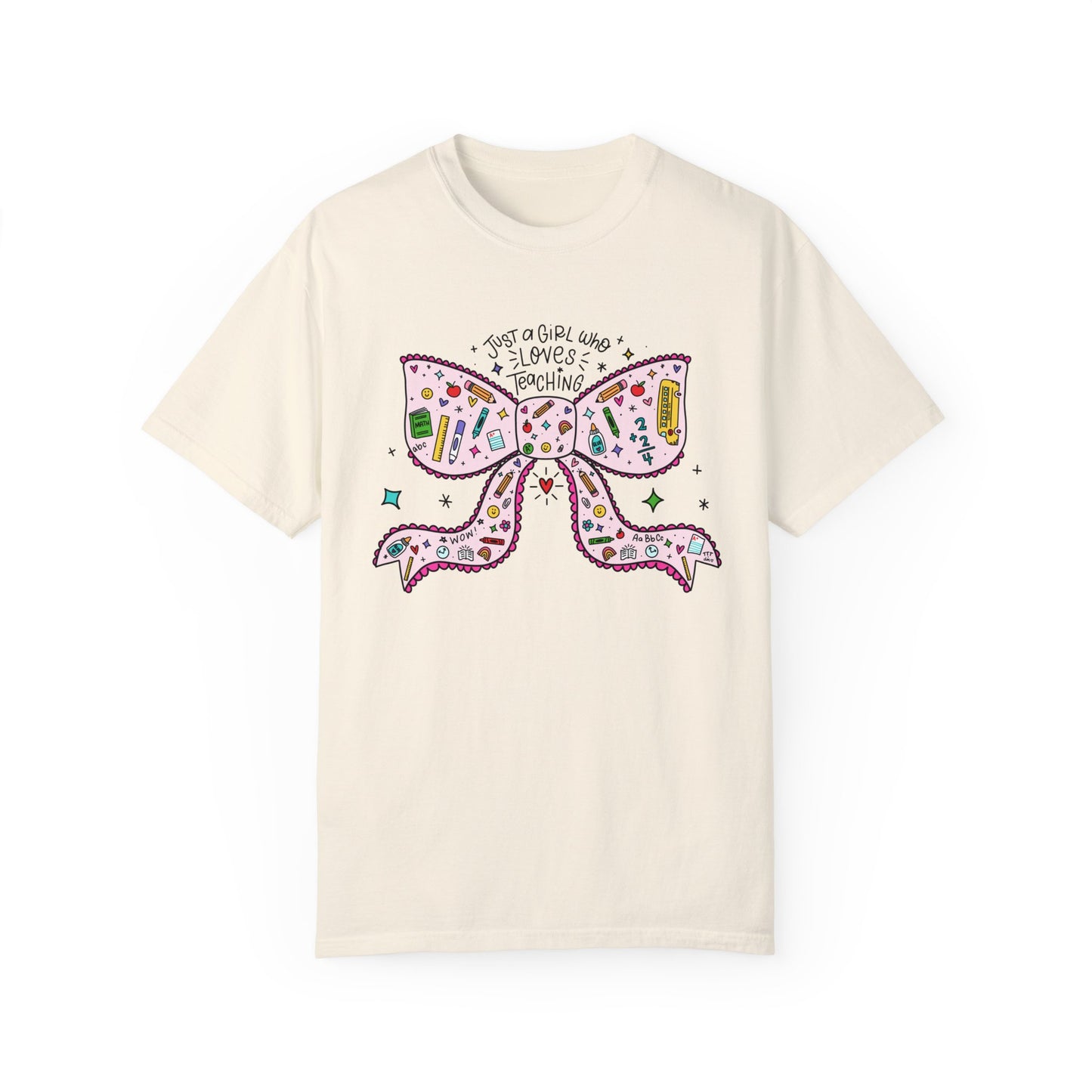 Just A Girl Who Loves Teaching (Black Outline In Pink) Tee