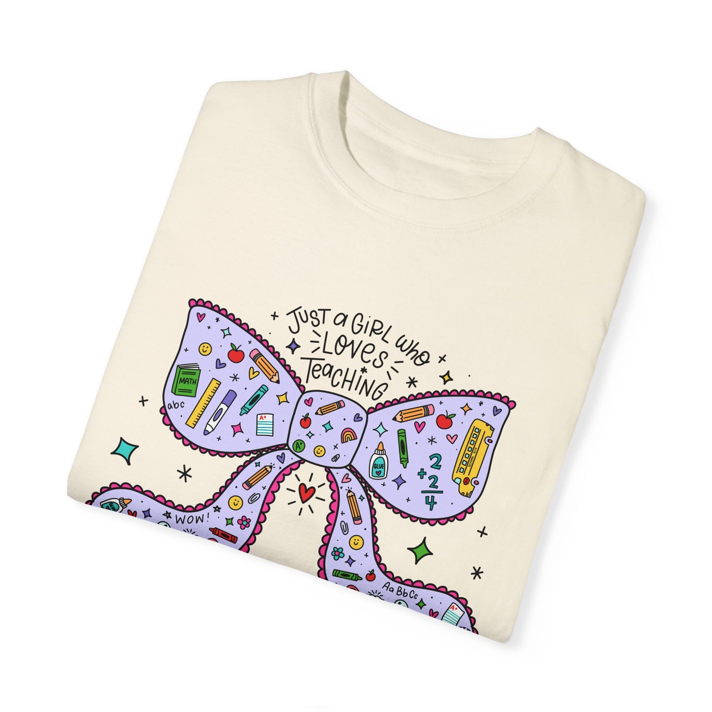 Just A Girl Who Loves Teaching (Black Outline In Lavender) Tee