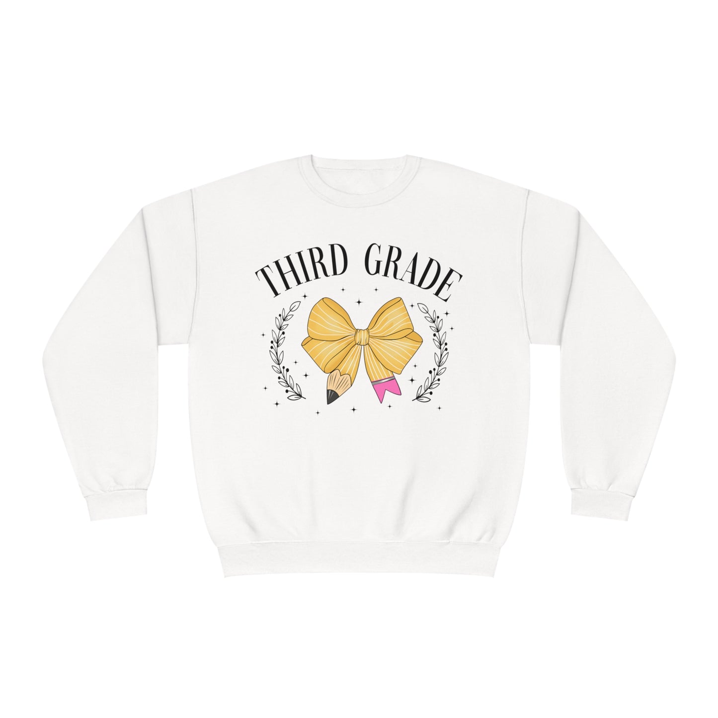 3rd Grade Teacher Bow Crewneck Sweatshirt