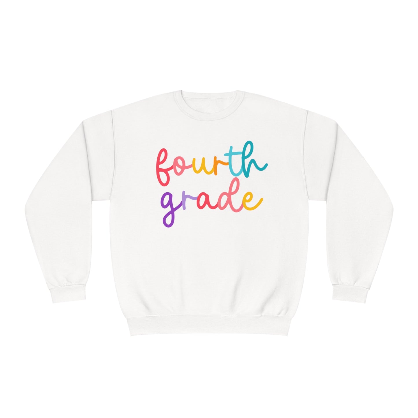 4th Grade Colorful Cursive Teacher Crewneck Sweatshirt