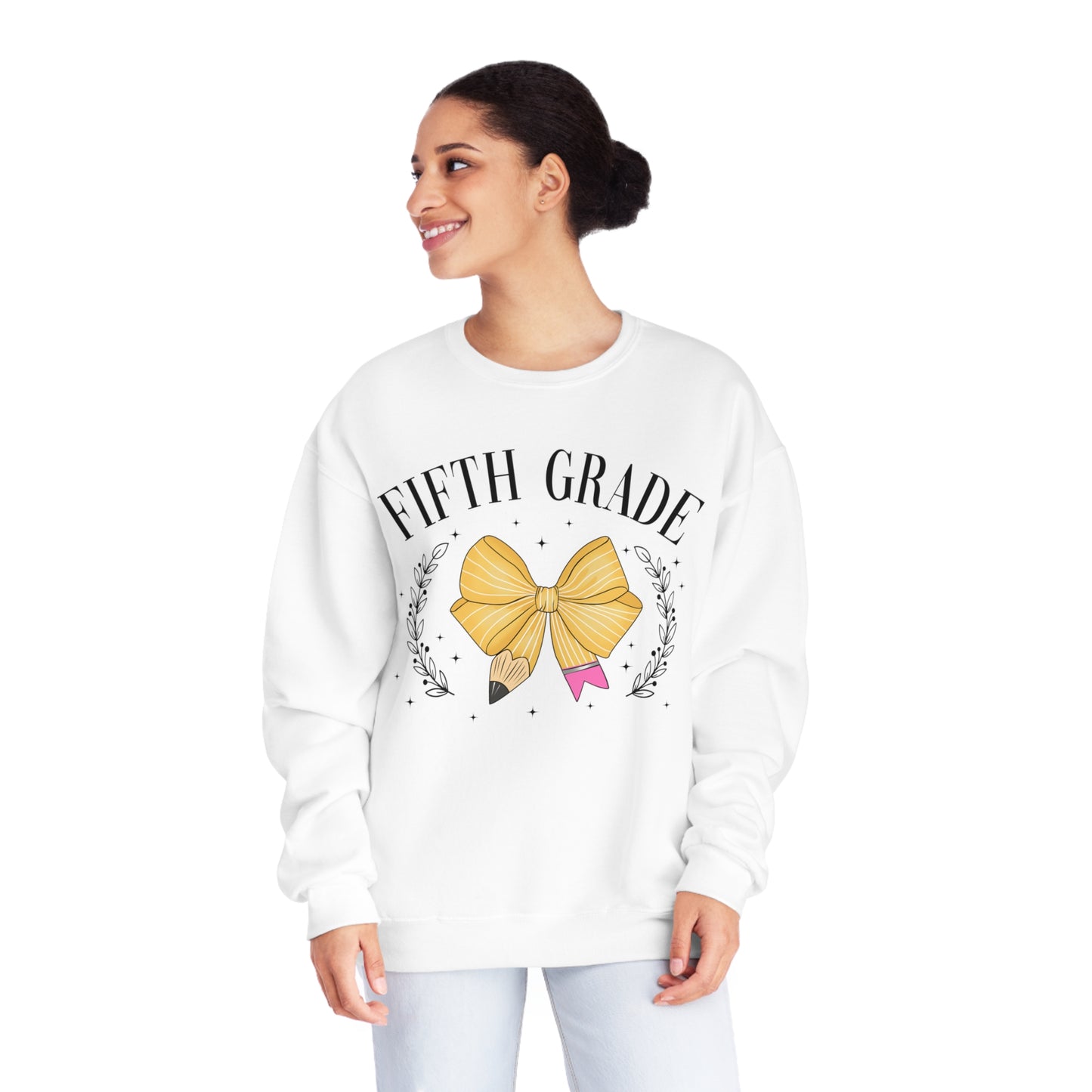 5th Grade Teacher Bow Crewneck Sweatshirt