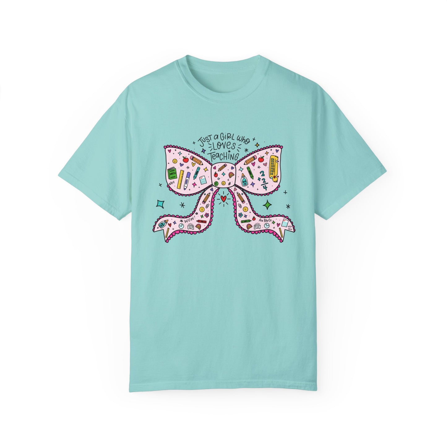 Just A Girl Who Loves Teaching (Black Outline In Pink) Tee