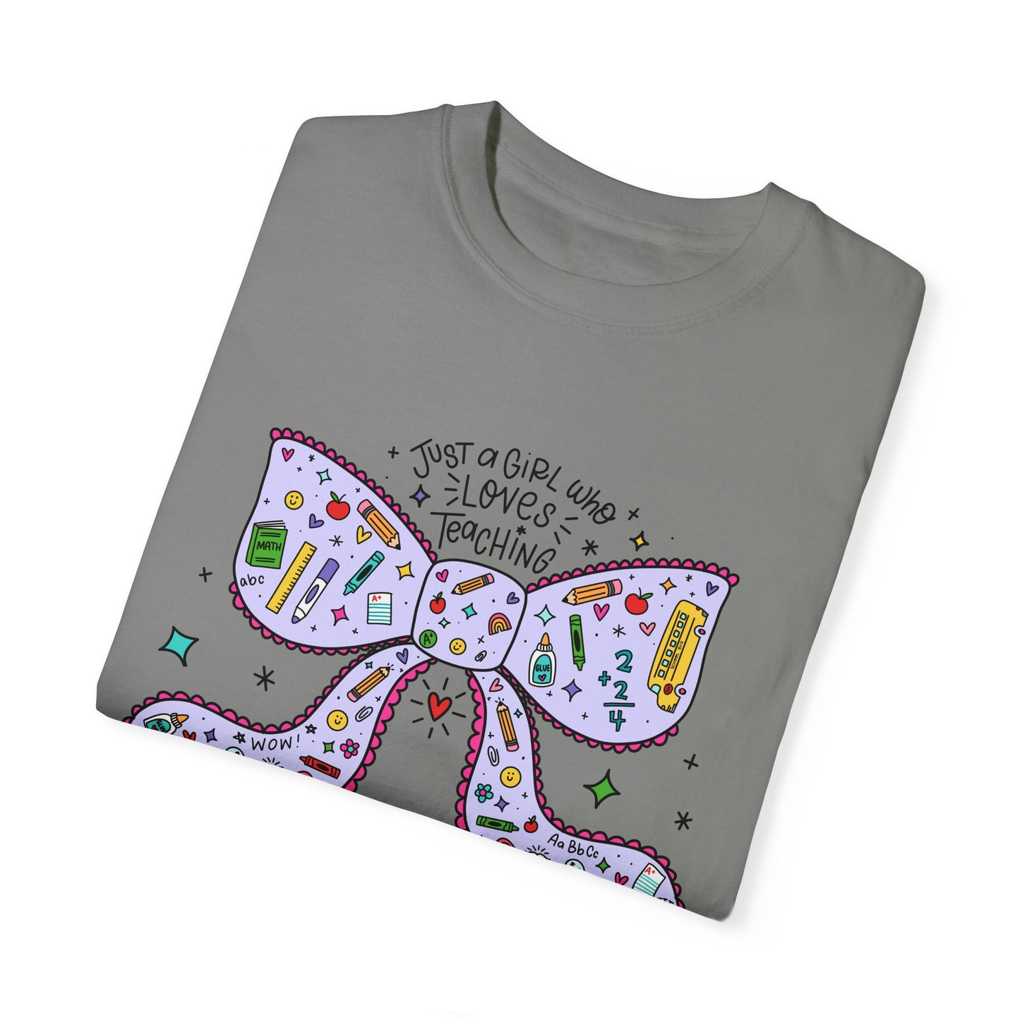 Just A Girl Who Loves Teaching (Black Outline In Lavender) Tee