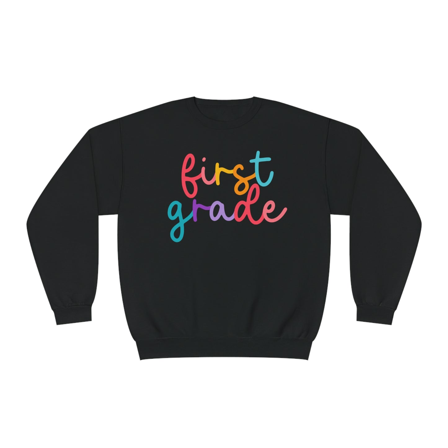 1st Grade Colorful Cursive Teacher Crewneck Sweatshirt