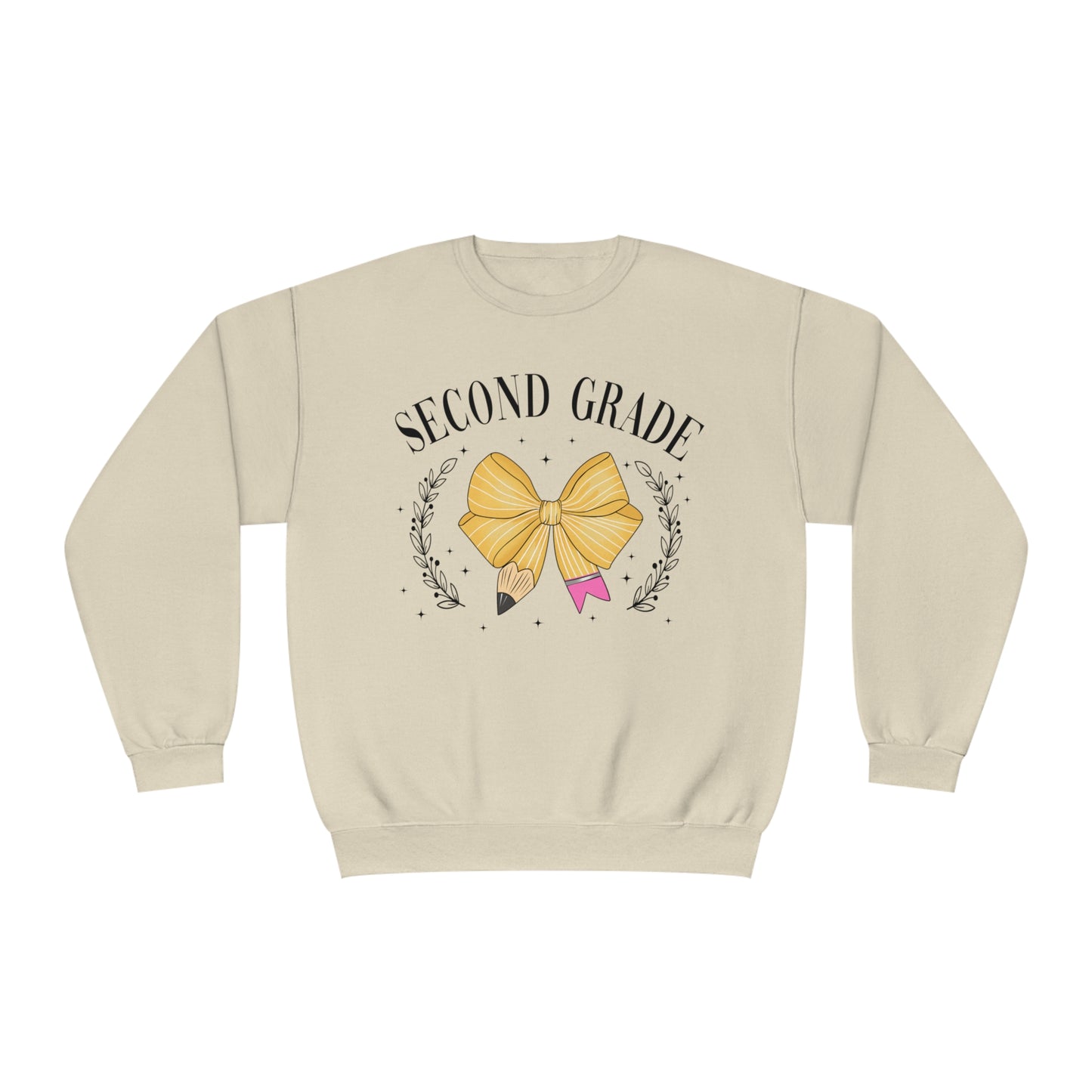 2nd Grade Teacher Bow Crewneck Sweatshirt