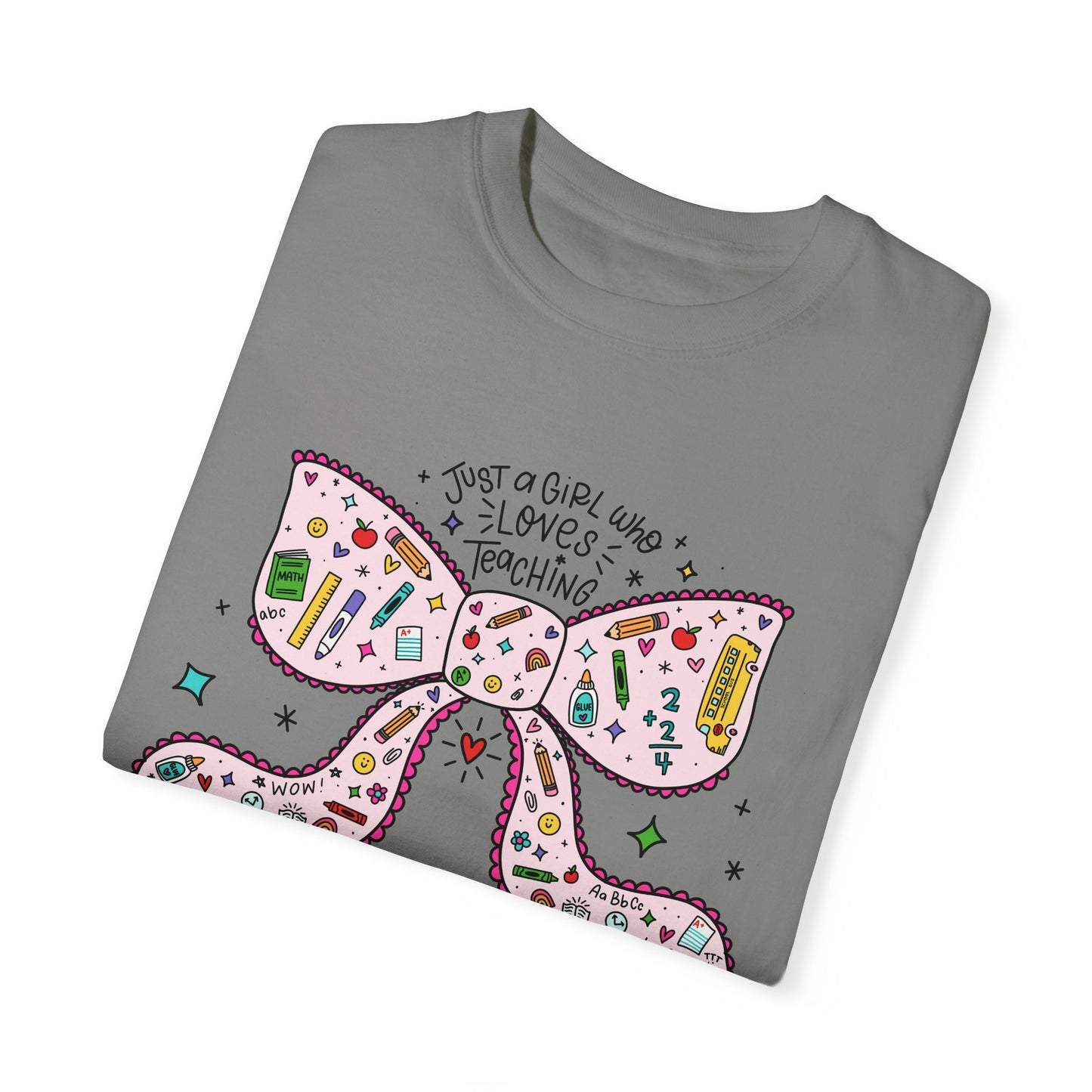 Just A Girl Who Loves Teaching (Black Outline In Pink) Tee