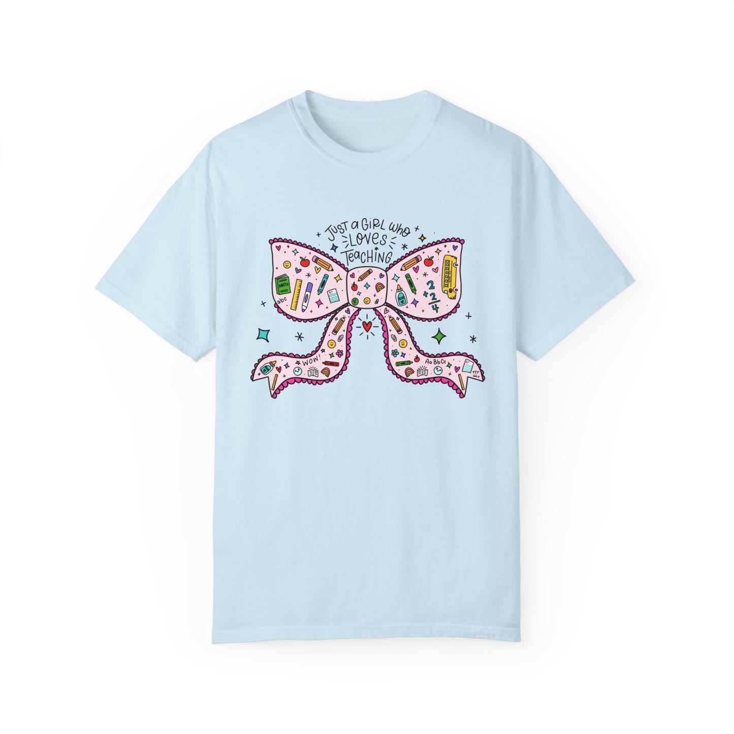 Just A Girl Who Loves Teaching (Black Outline In Pink) Tee