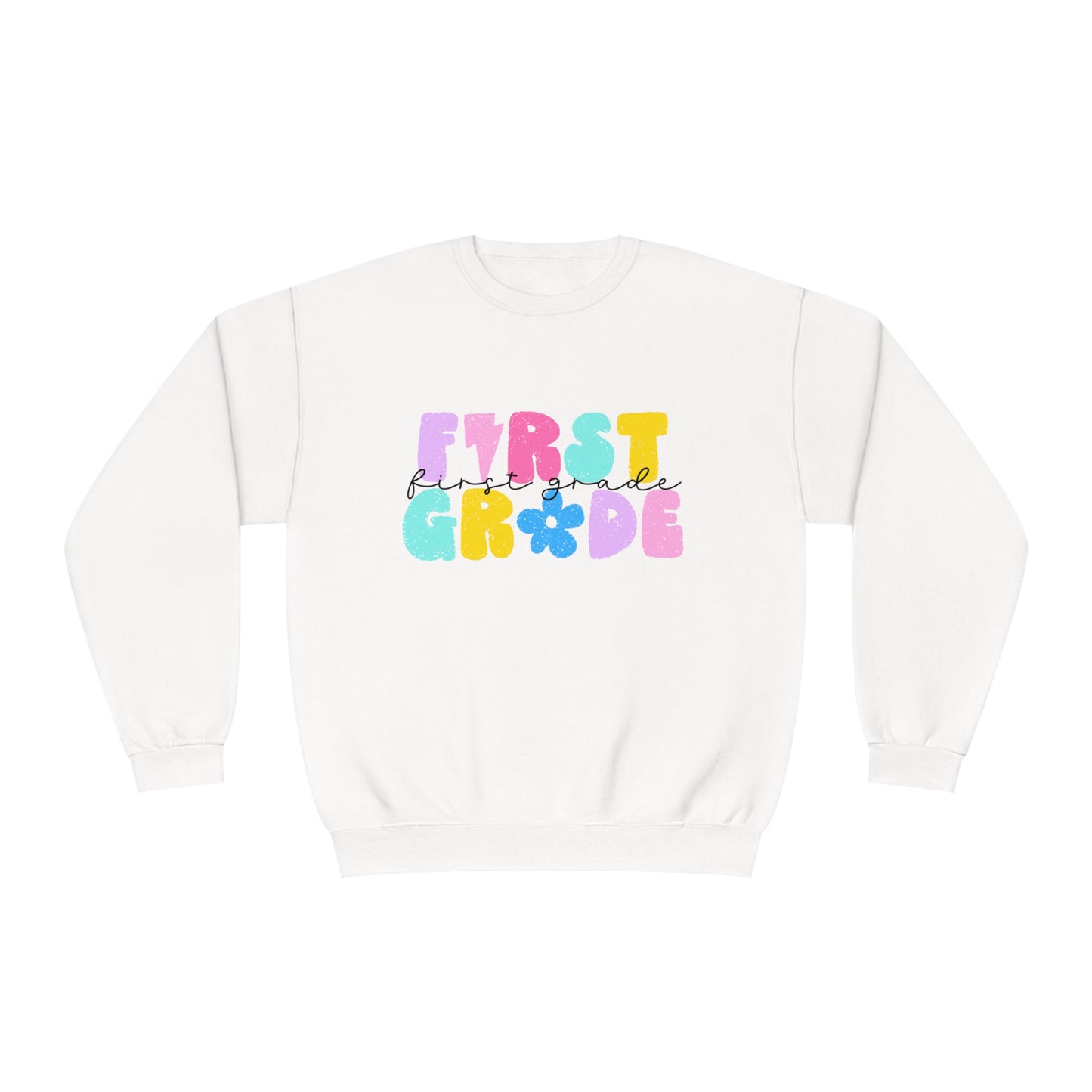 1st Grade Flower Power Teacher Crewneck Sweatshirt