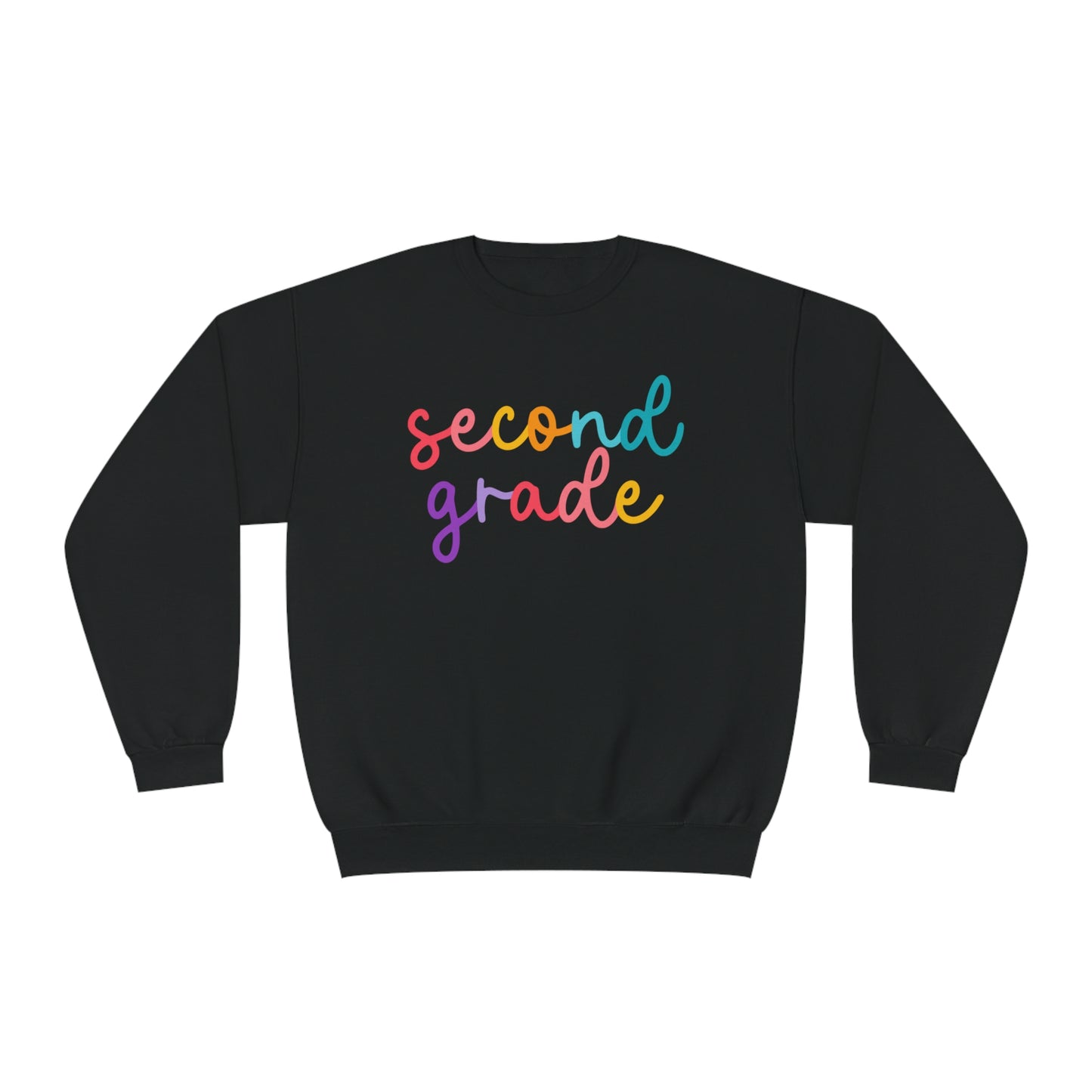 2nd Grade Colorful Cursive Teacher Crewneck Sweatshirt