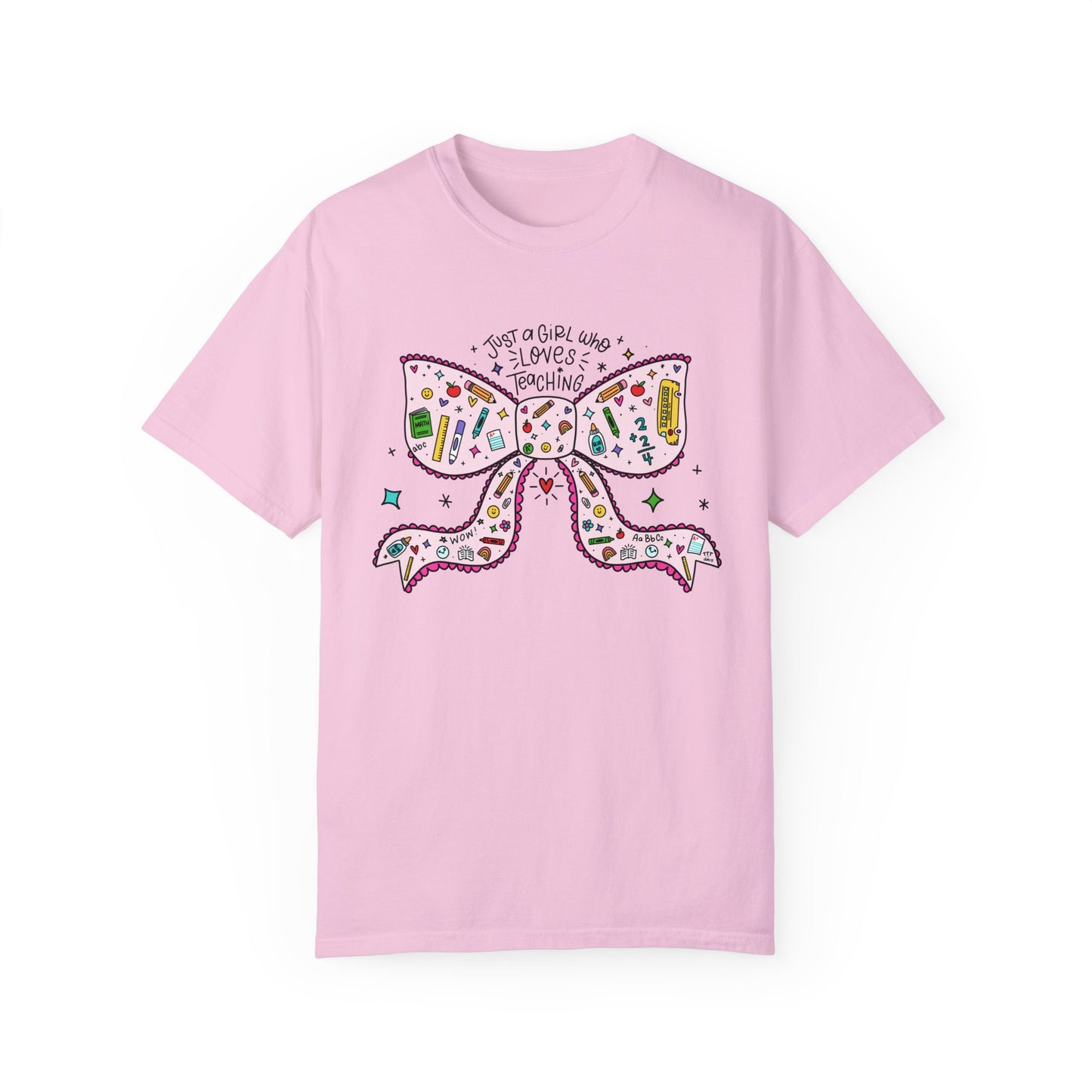 Just A Girl Who Loves Teaching (Black Outline In Pink) Tee