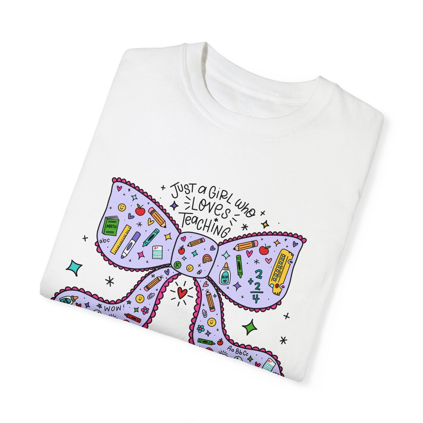Just A Girl Who Loves Teaching (Black Outline In Lavender) Tee