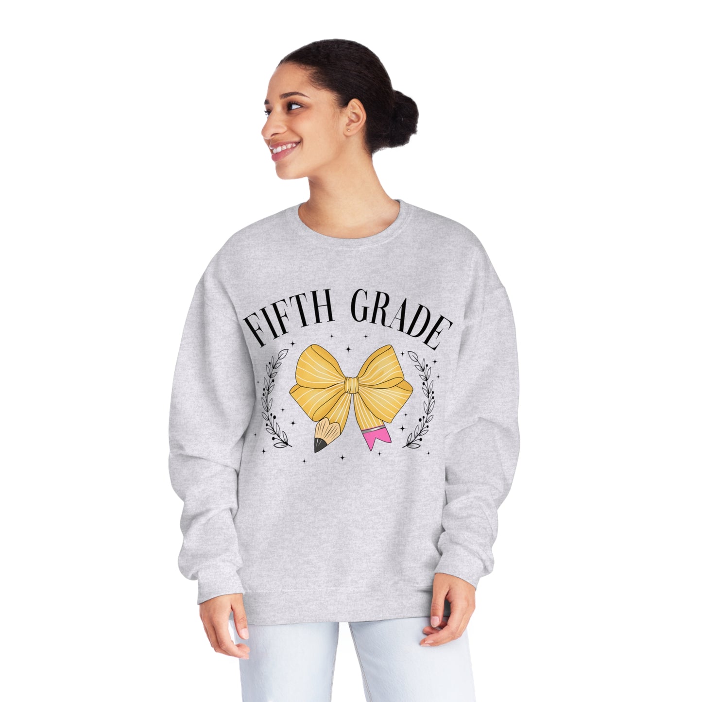 5th Grade Teacher Bow Crewneck Sweatshirt