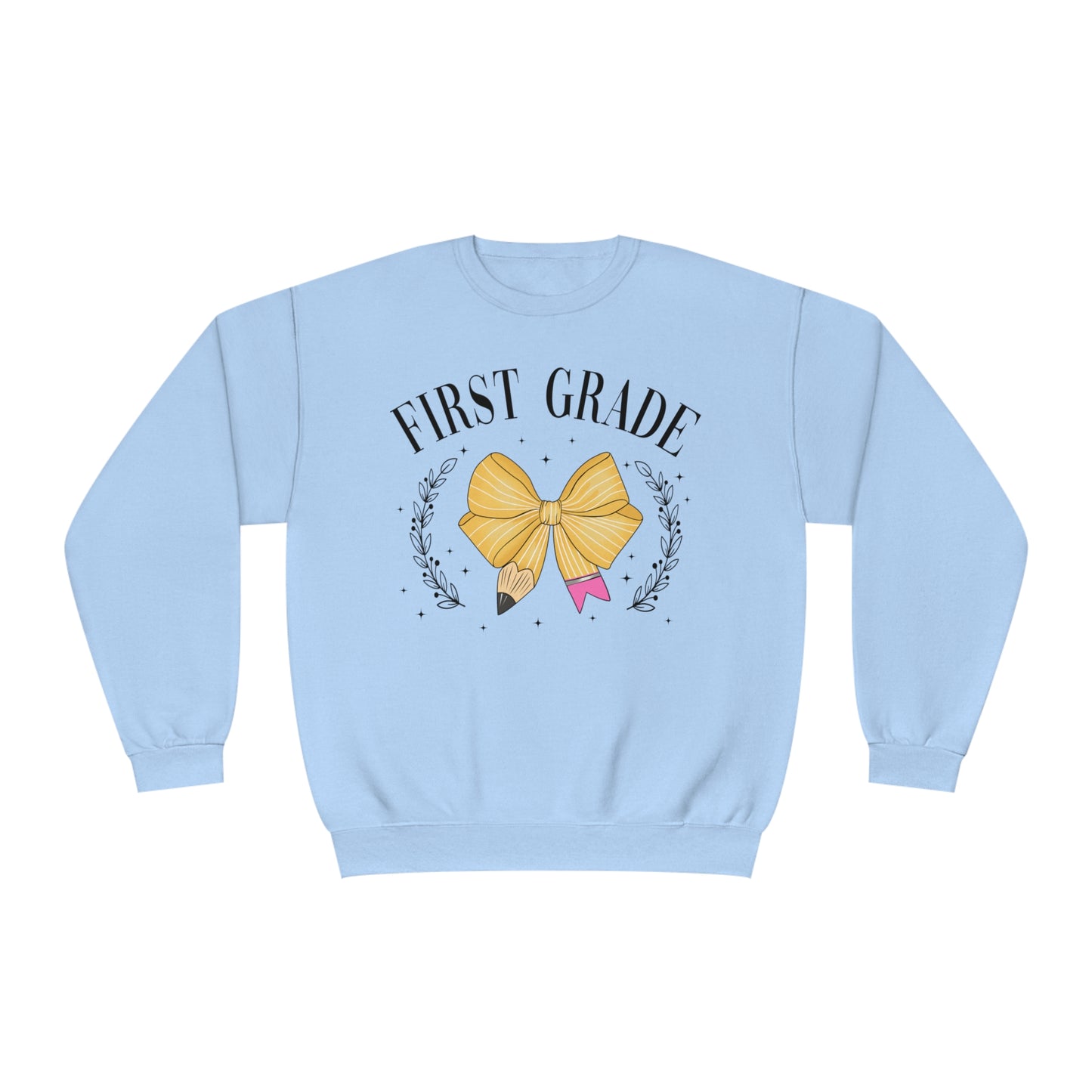 1st Grade Teacher Bow Crewneck Sweatshirt