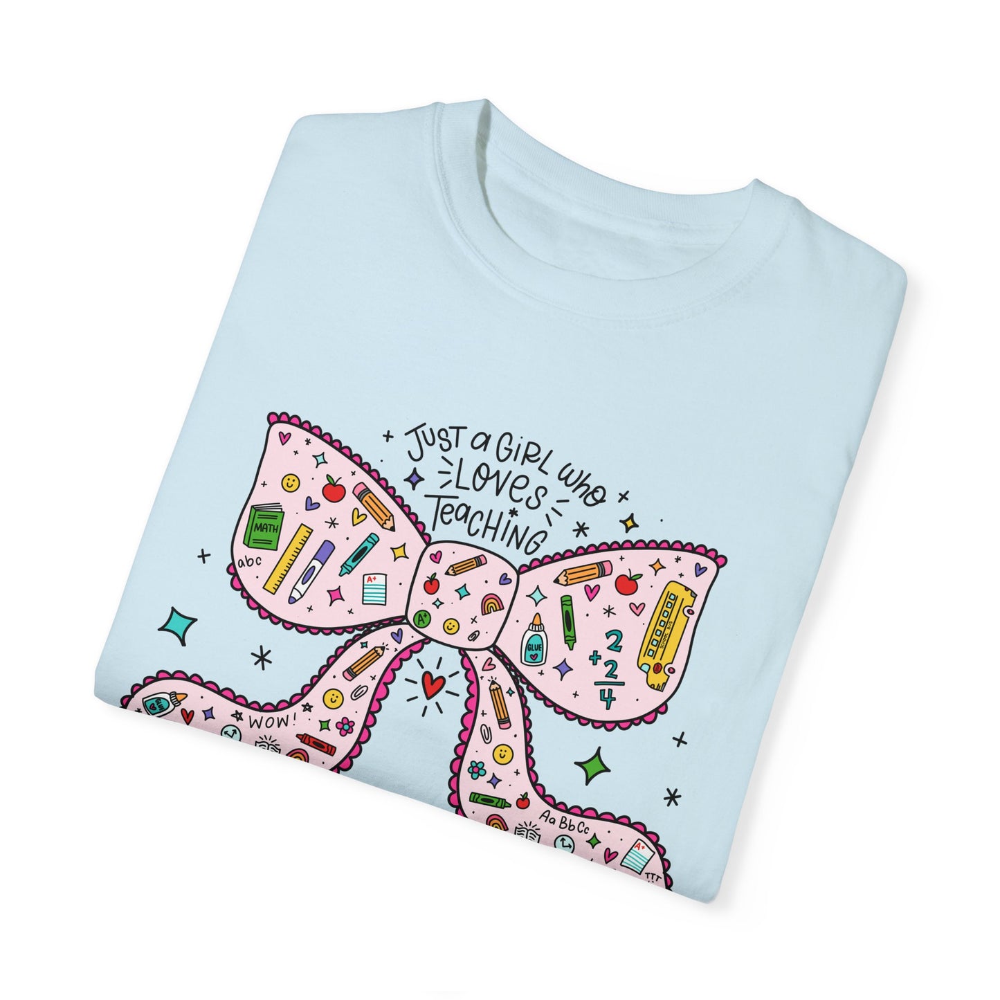Just A Girl Who Loves Teaching (Black Outline In Pink) Tee