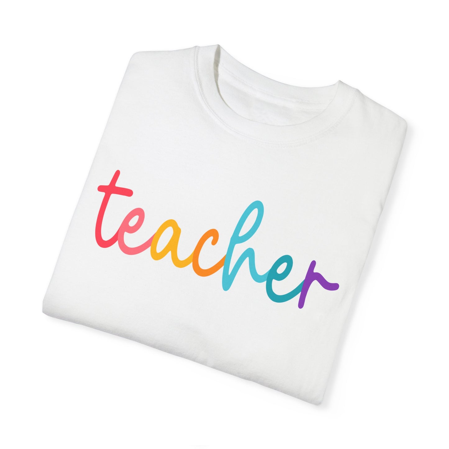 Teacher Colorful Cursive Tee