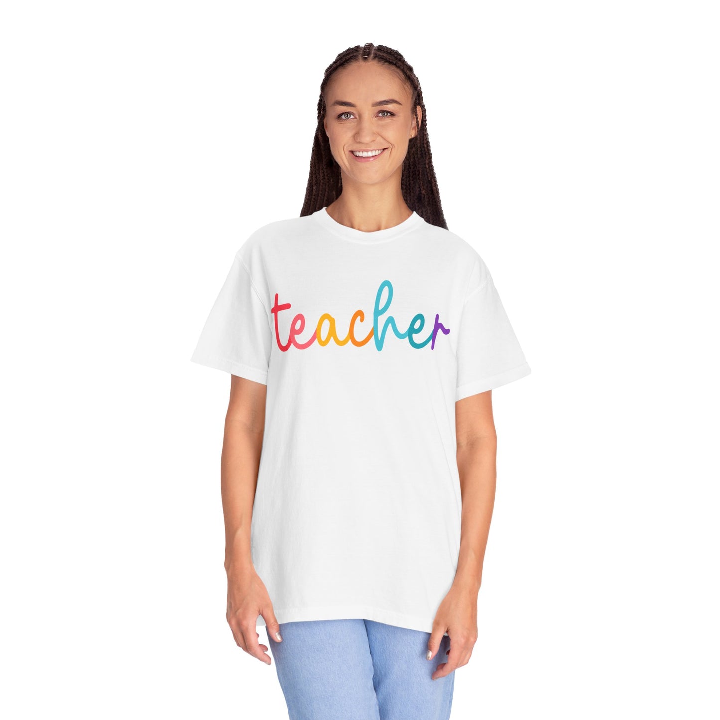 Teacher Colorful Cursive Tee