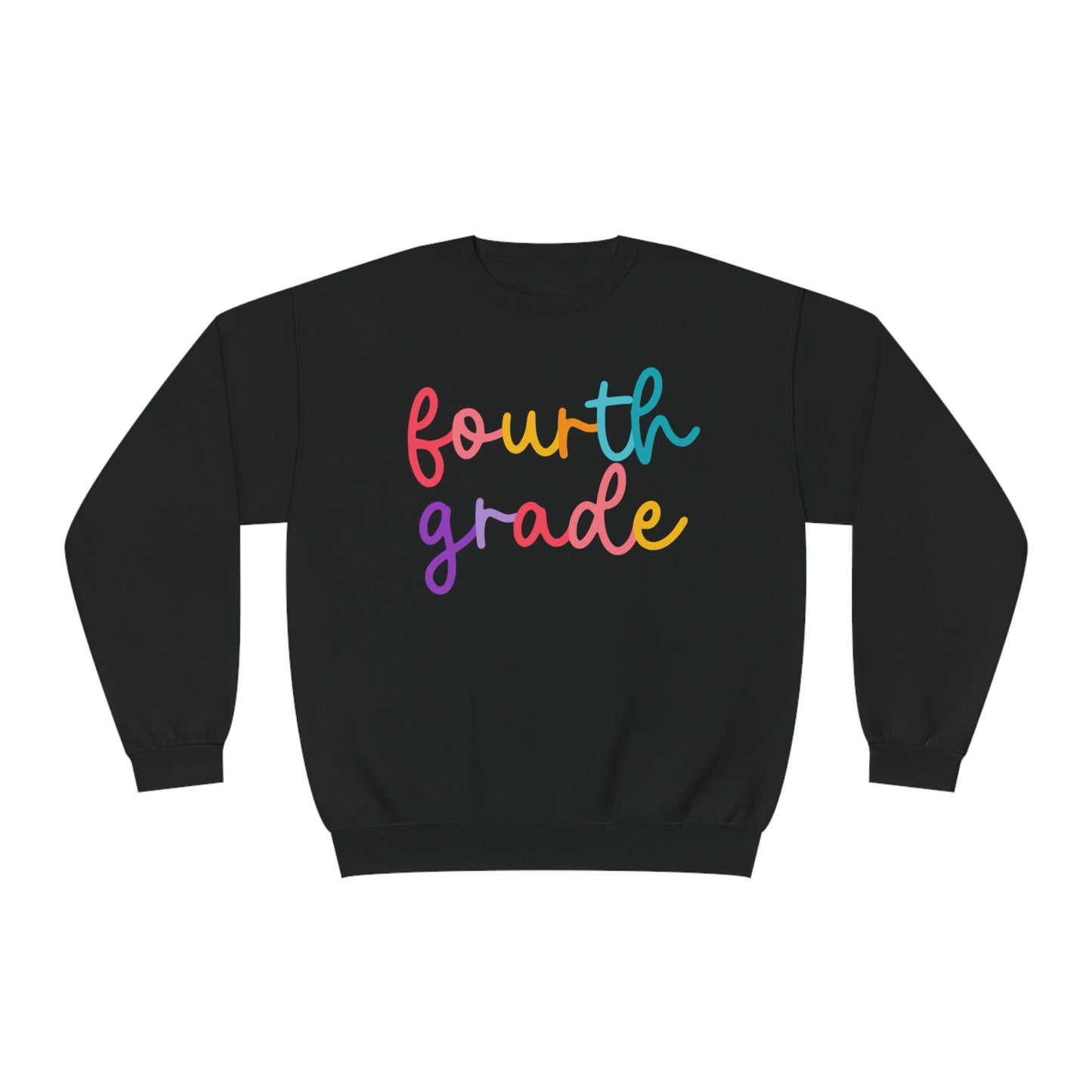 4th Grade Colorful Cursive Teacher Crewneck Sweatshirt