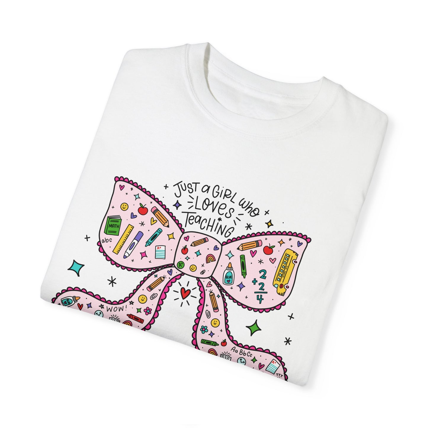 Just A Girl Who Loves Teaching (Black Outline In Pink) Tee