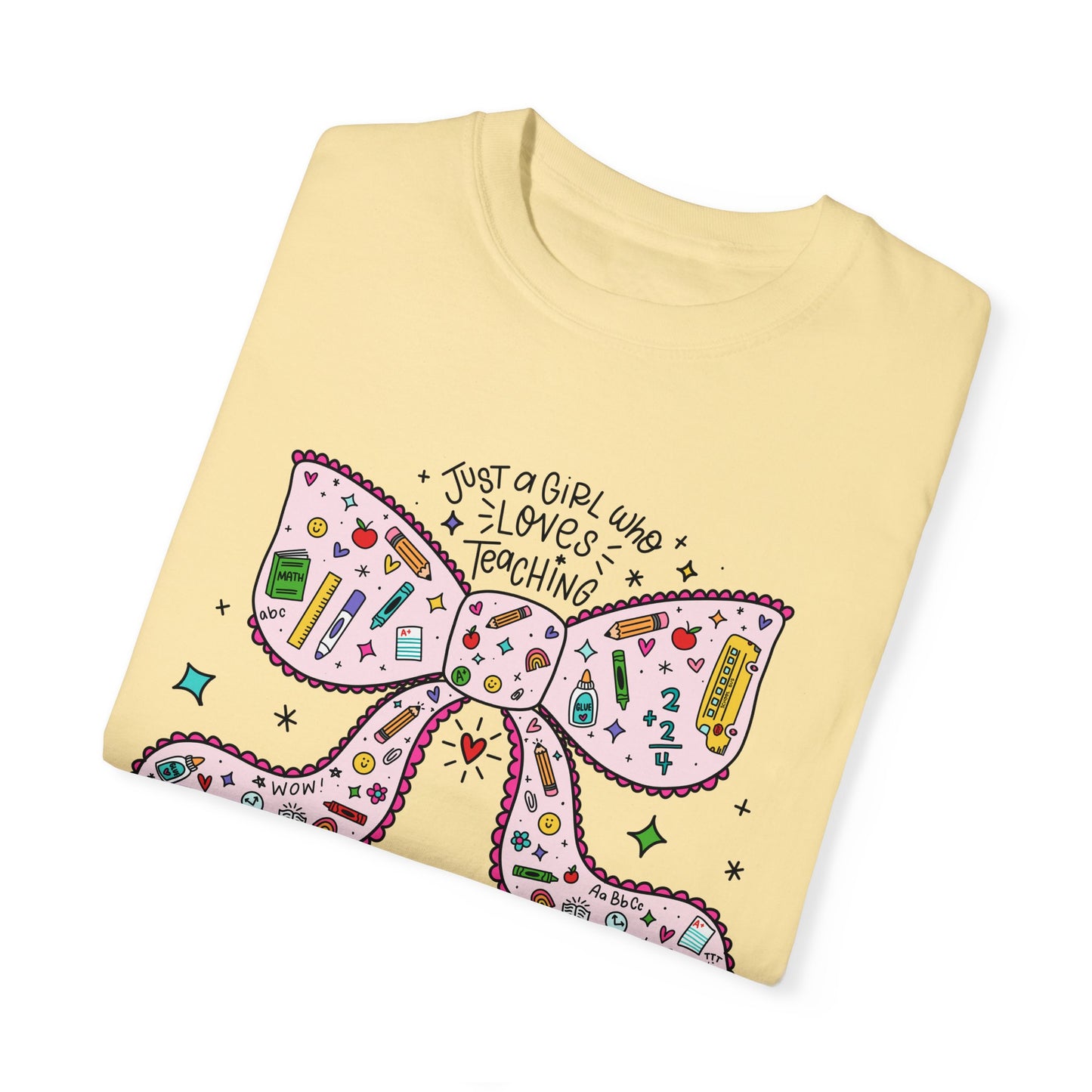 Just A Girl Who Loves Teaching (Black Outline In Pink) Tee