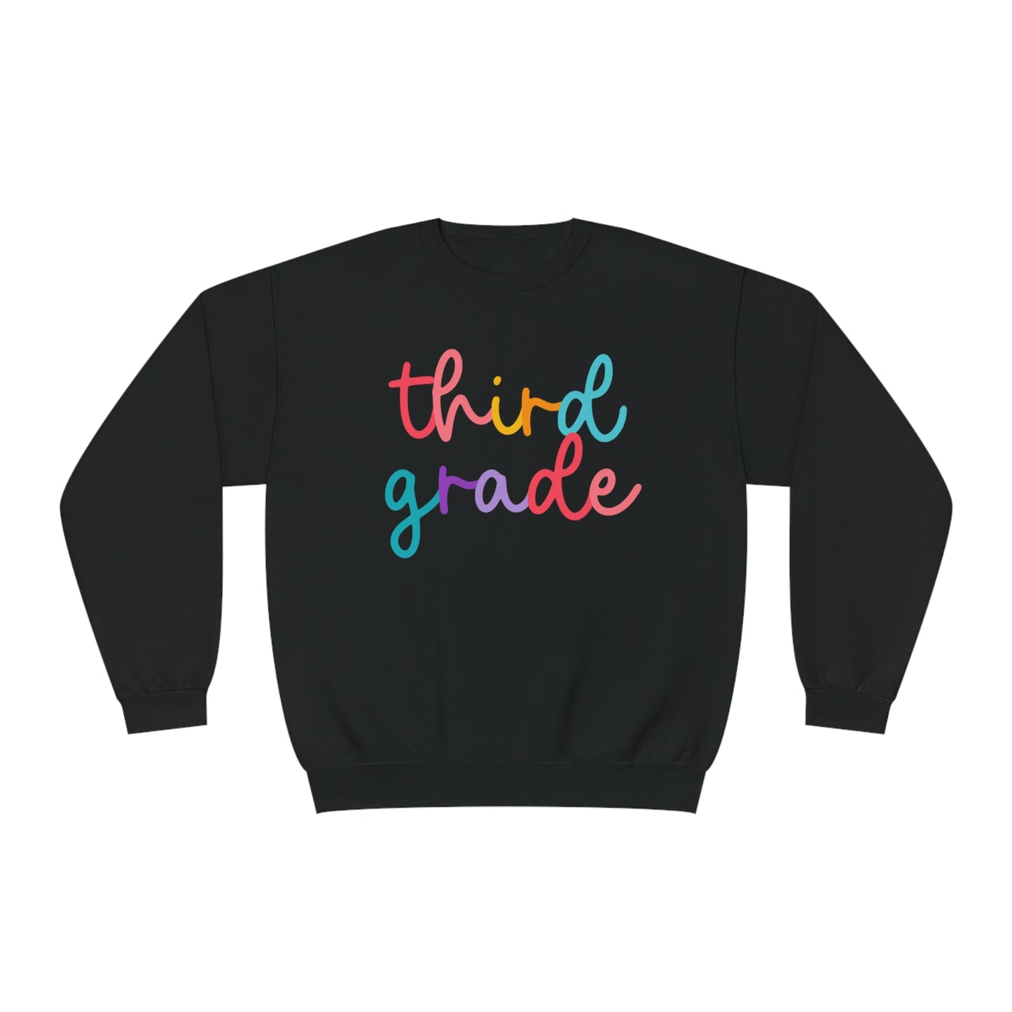 3rd Grade Colorful Cursive Teacher Crewneck Sweatshirt