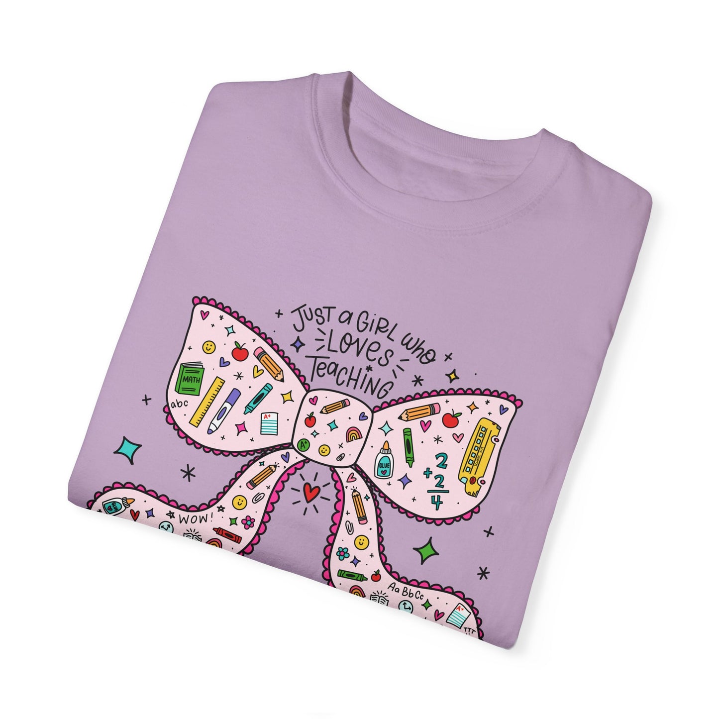 Just A Girl Who Loves Teaching (Black Outline In Pink) Tee