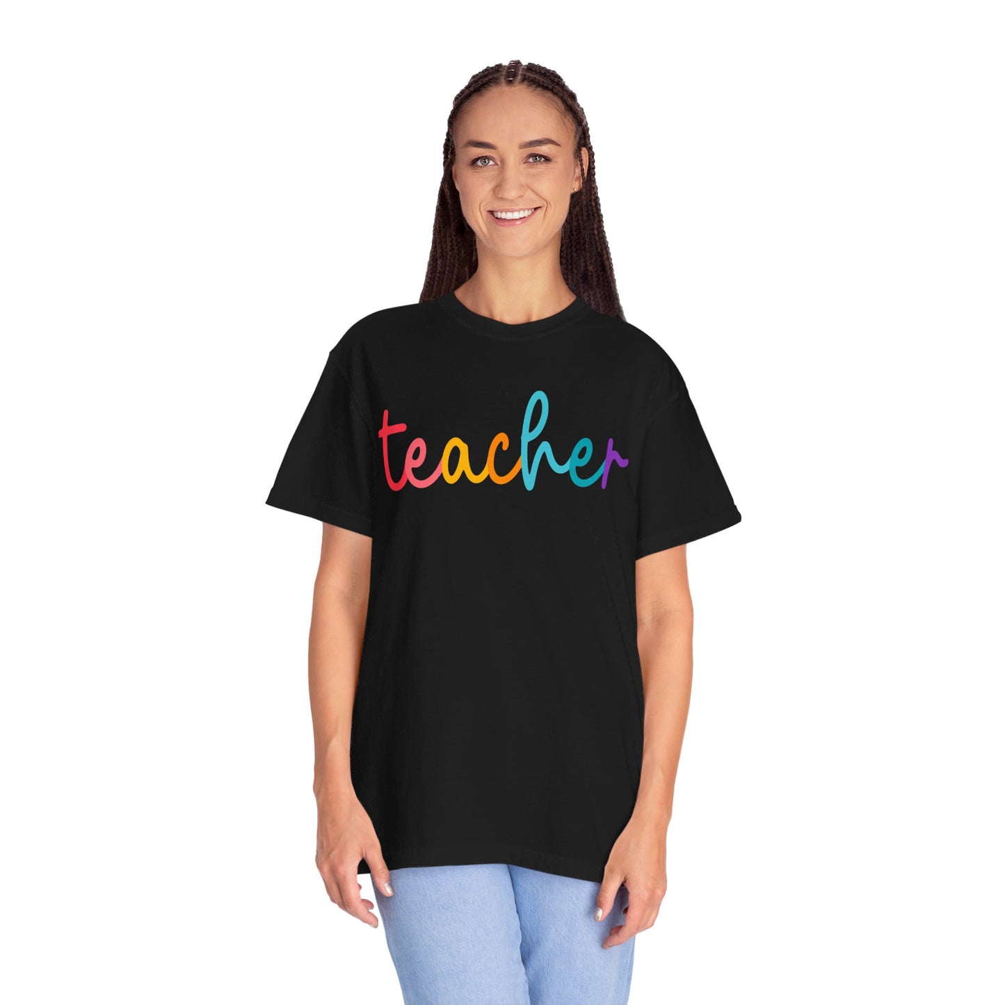 Teacher Colorful Cursive Tee