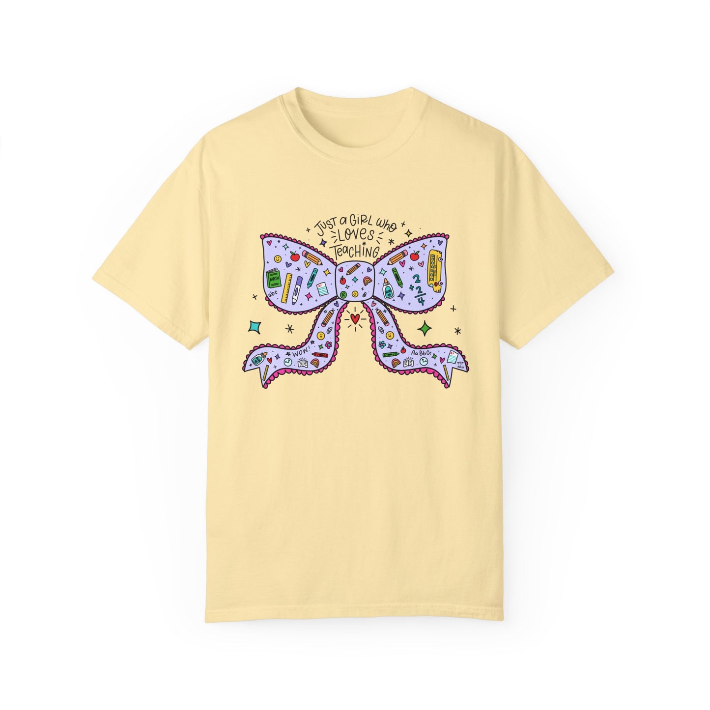 Just A Girl Who Loves Teaching (Black Outline In Lavender) Tee