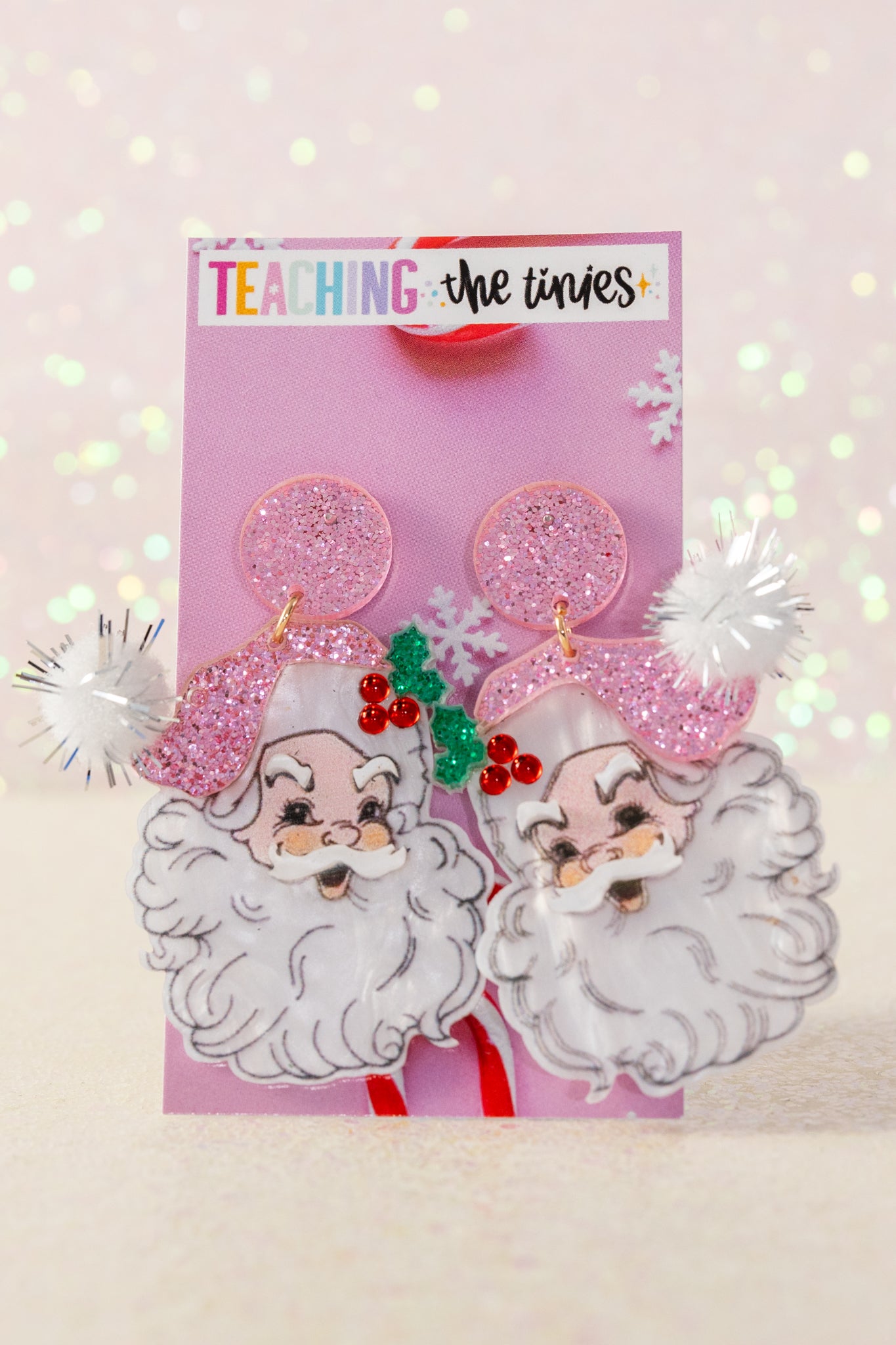 Dazzling Santa (In Pink) Earrings