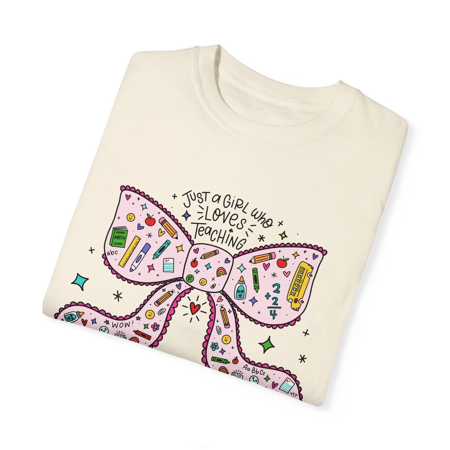 Just A Girl Who Loves Teaching (Black Outline In Pink) Tee