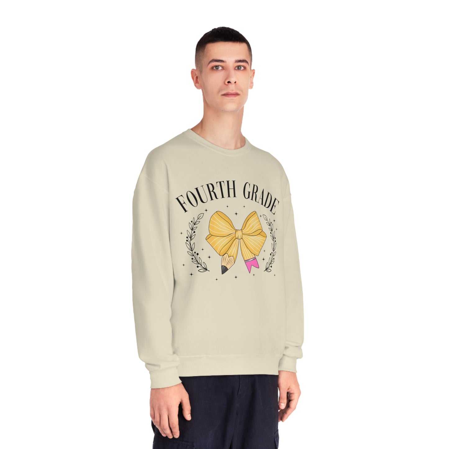 4th Grade Teacher Bow Crewneck Sweatshirt