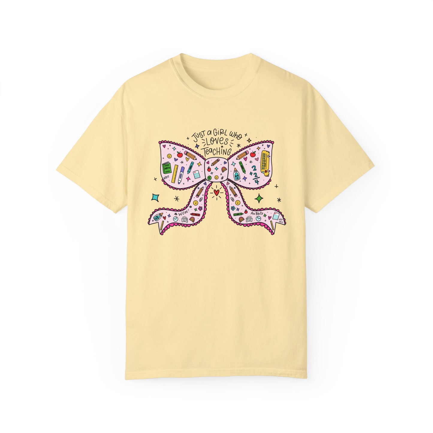 Just A Girl Who Loves Teaching (Black Outline In Pink) Tee