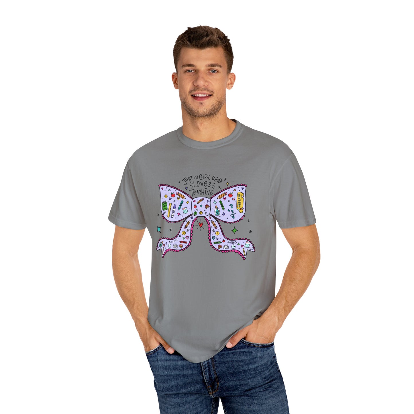 Just A Girl Who Loves Teaching (Black Outline In Lavender) Tee
