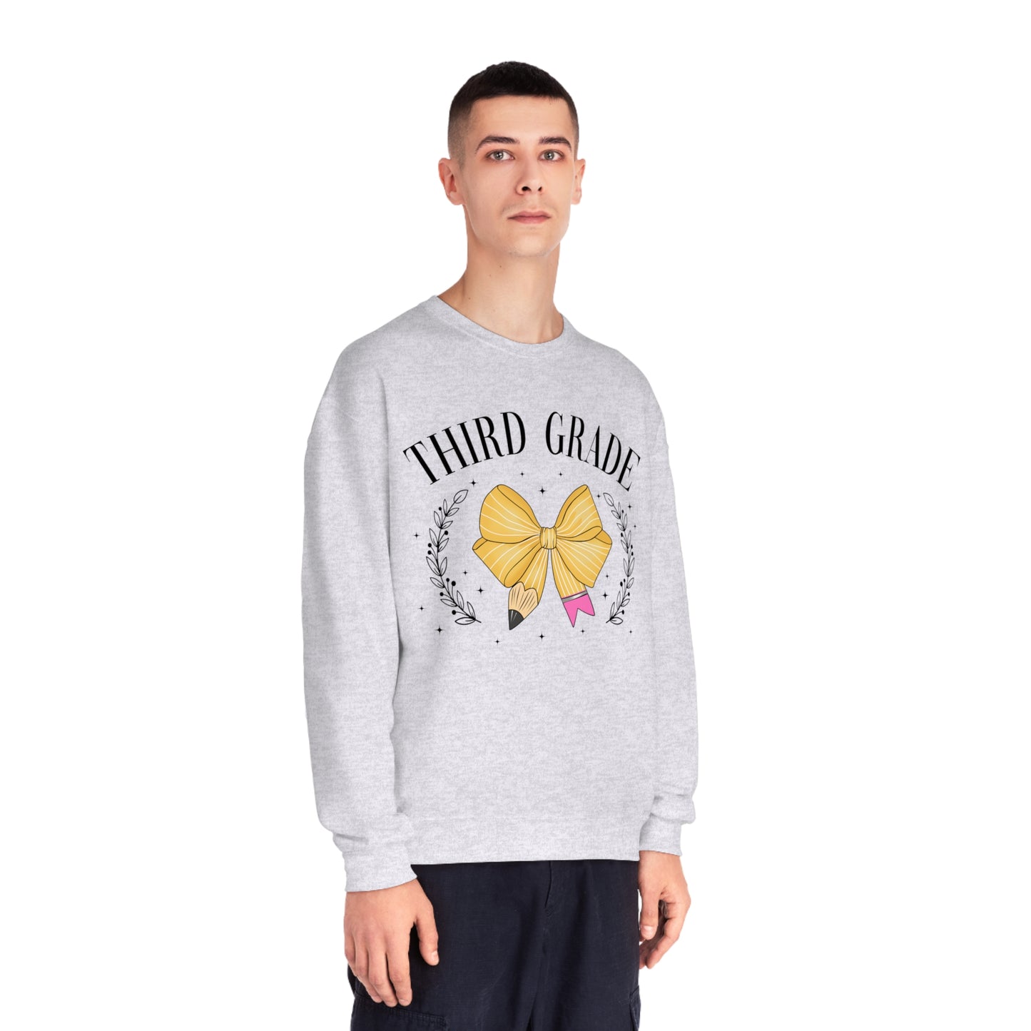 3rd Grade Teacher Bow Crewneck Sweatshirt