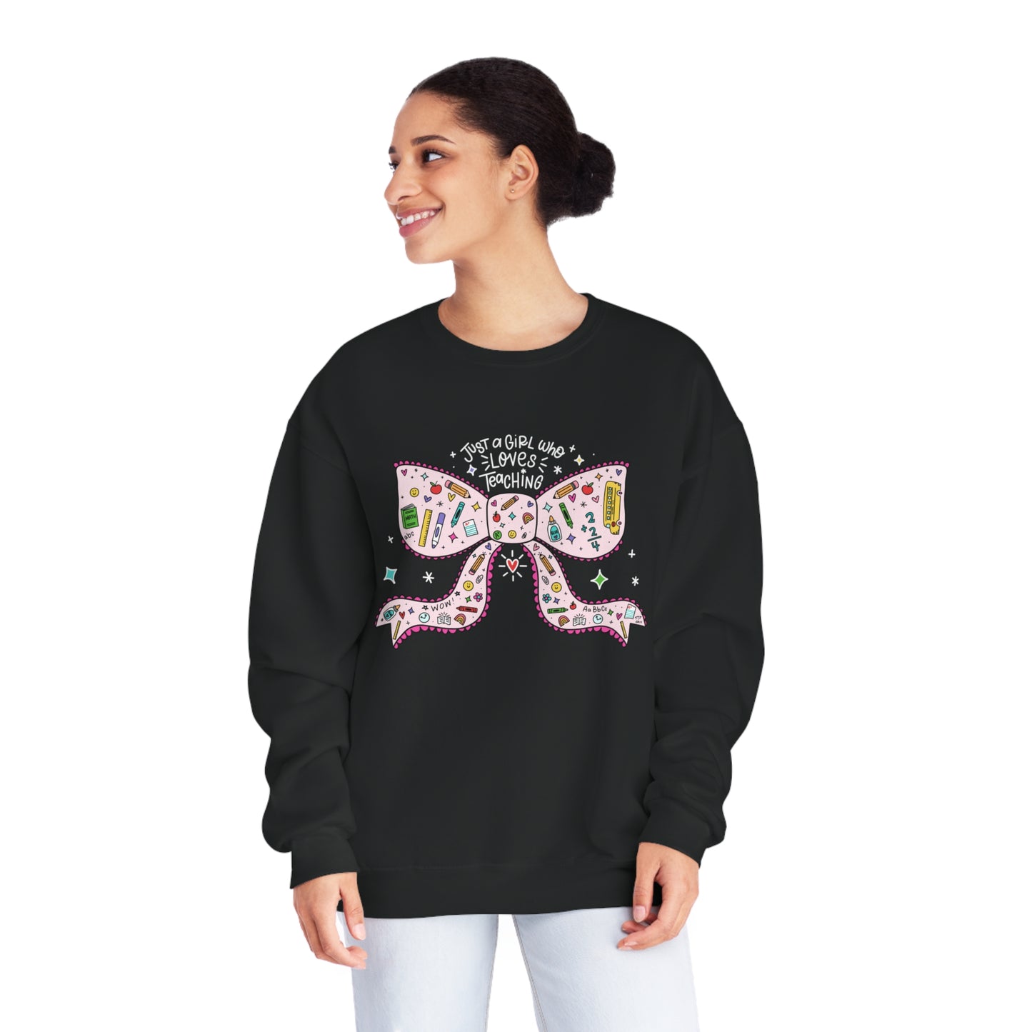 Just A Girl Who Loves Teaching (White Text + Pink) Sweatshirt