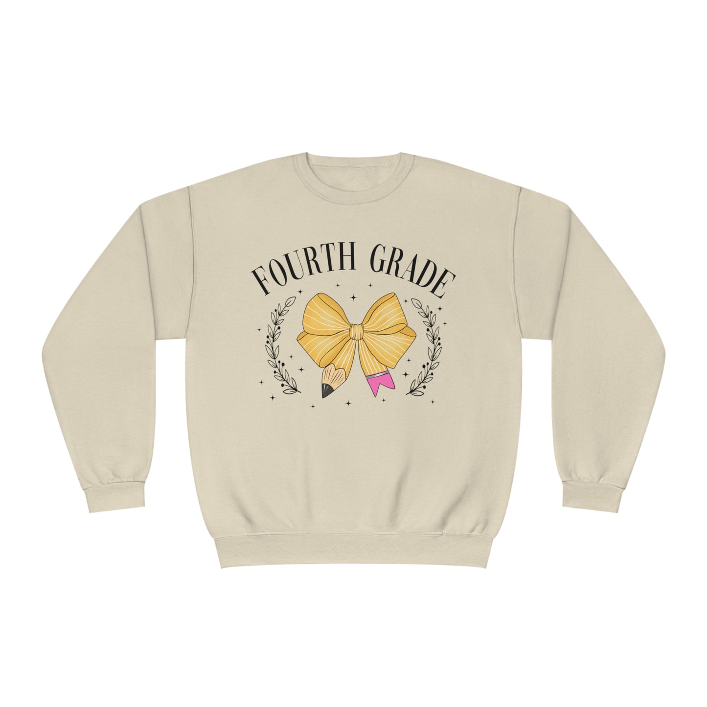 4th Grade Teacher Bow Crewneck Sweatshirt