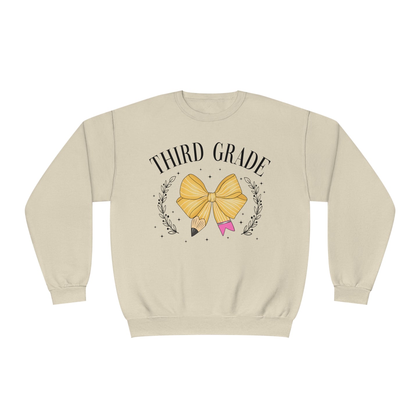 3rd Grade Teacher Bow Crewneck Sweatshirt