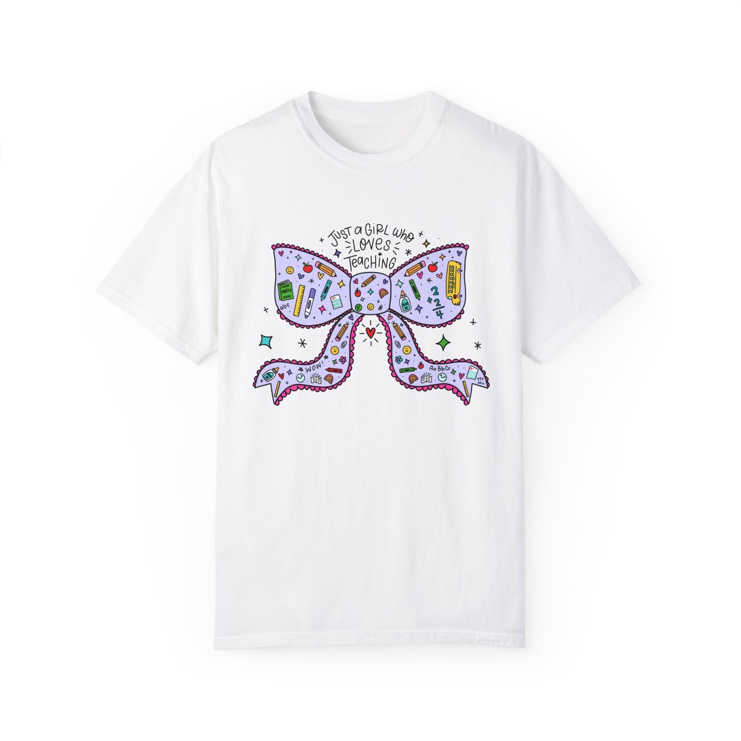 Just A Girl Who Loves Teaching (Black Outline In Lavender) Tee