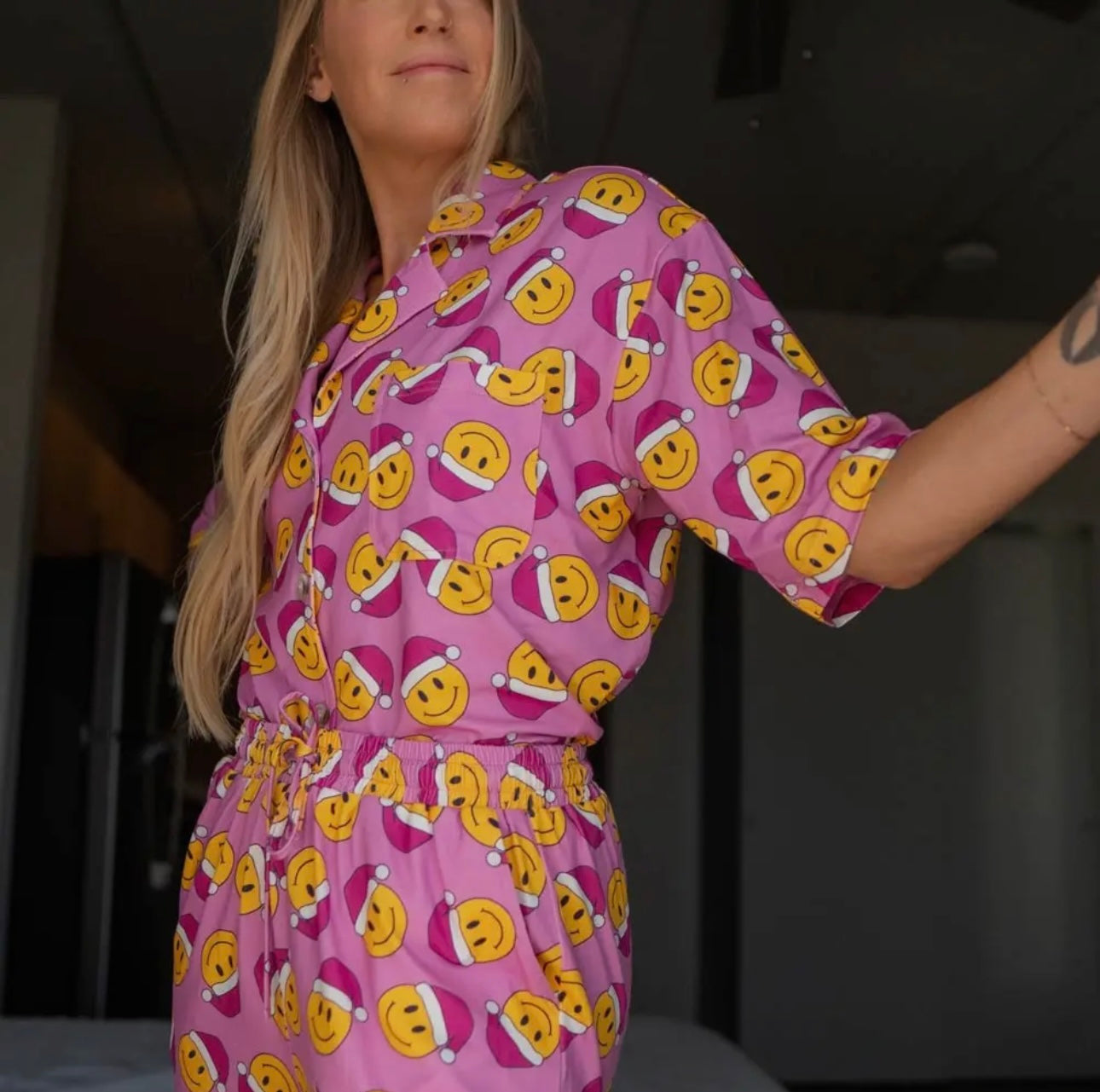 Smiley Face Santa Pajamas