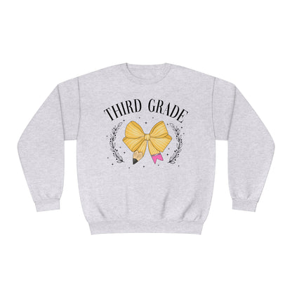 3rd Grade Teacher Bow Crewneck Sweatshirt