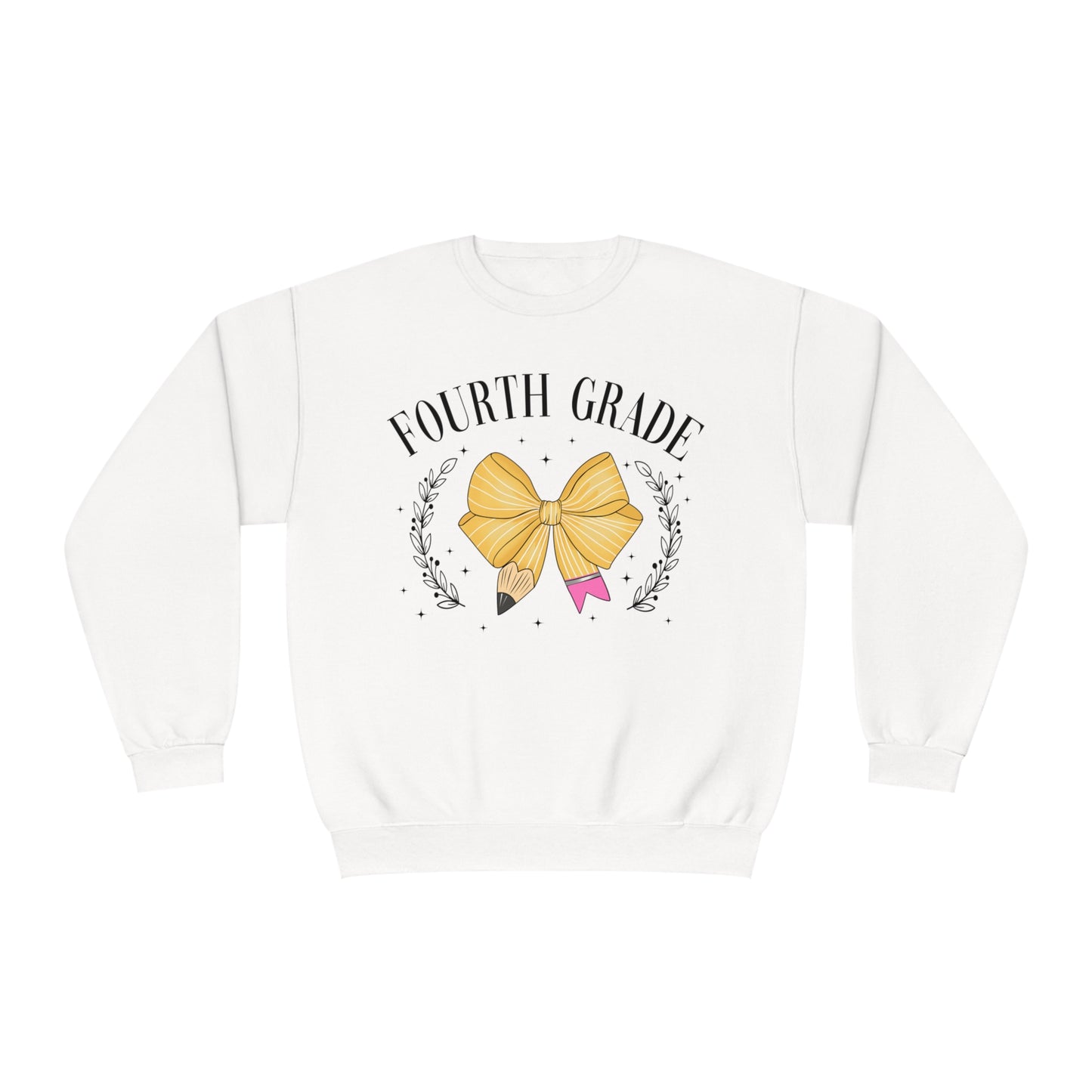 4th Grade Teacher Bow Crewneck Sweatshirt