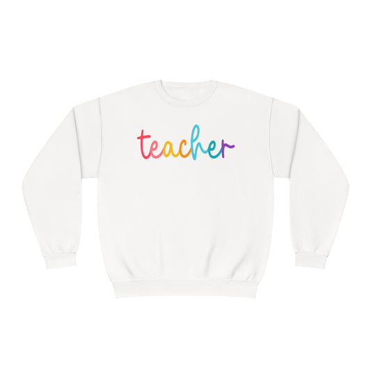 Colorful Cursive Teacher Crewneck Sweatshirt