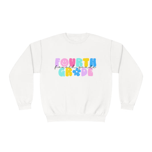 4th Grade Flower Power Teacher Crewneck Sweatshirt