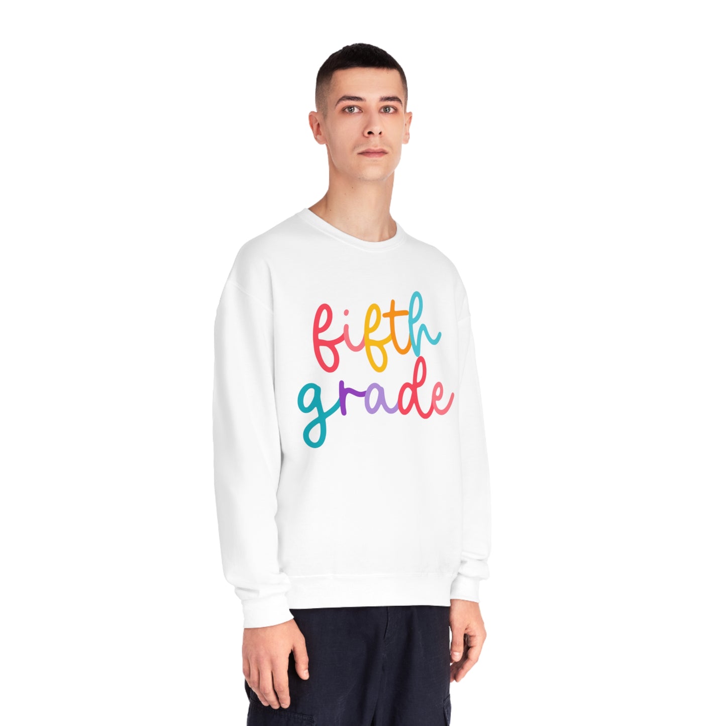 5th Grade Colorful Cursive Teacher Crewneck Sweatshirt