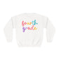 4th Grade Colorful Cursive Teacher Crewneck Sweatshirt