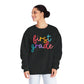 1st Grade Colorful Cursive Teacher Crewneck Sweatshirt