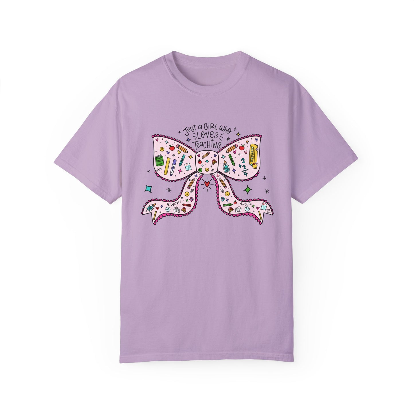 Just A Girl Who Loves Teaching (Black Outline In Pink) Tee